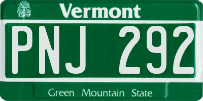 VT license plate PNJ292