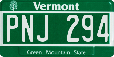 VT license plate PNJ294