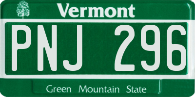 VT license plate PNJ296