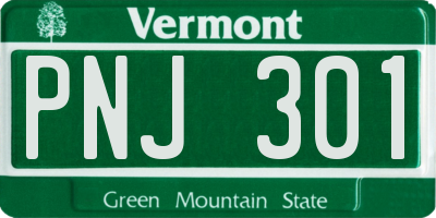 VT license plate PNJ301