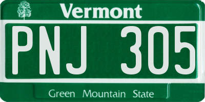 VT license plate PNJ305
