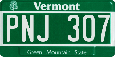 VT license plate PNJ307