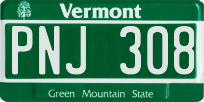 VT license plate PNJ308