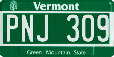 VT license plate PNJ309