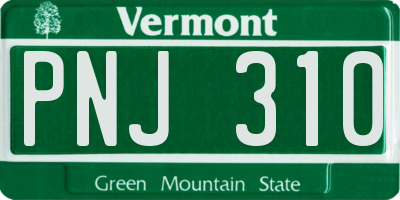 VT license plate PNJ310