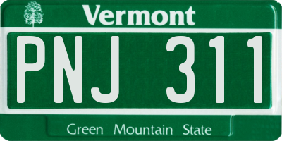 VT license plate PNJ311