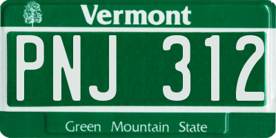 VT license plate PNJ312