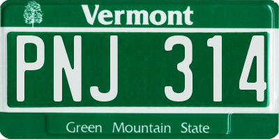 VT license plate PNJ314