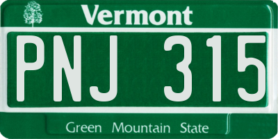 VT license plate PNJ315