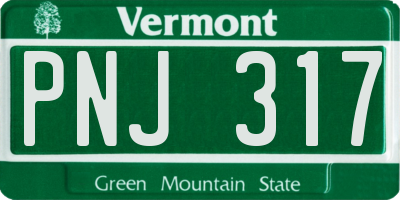 VT license plate PNJ317