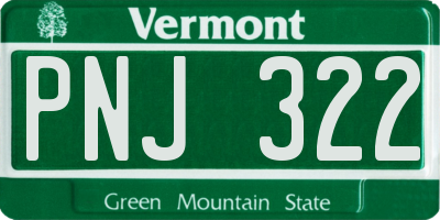 VT license plate PNJ322
