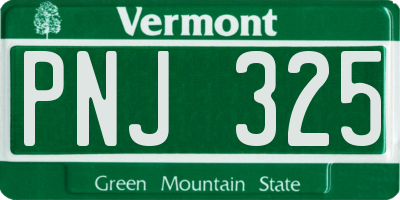 VT license plate PNJ325