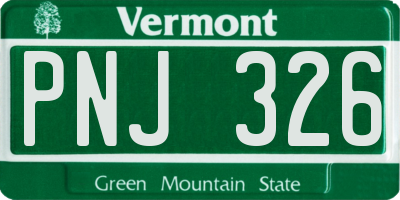VT license plate PNJ326