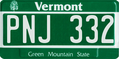 VT license plate PNJ332