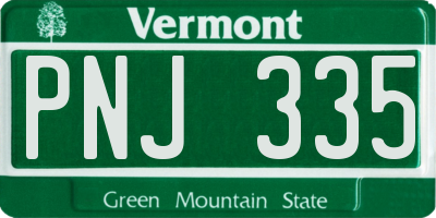 VT license plate PNJ335