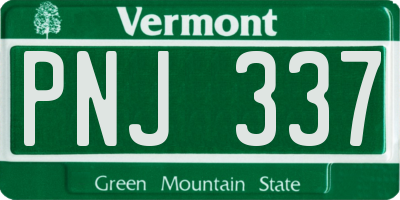 VT license plate PNJ337