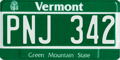 VT license plate PNJ342