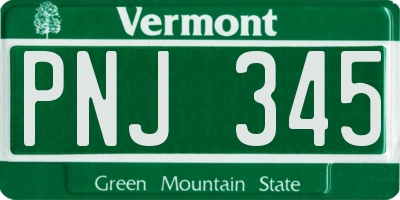 VT license plate PNJ345