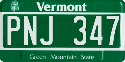 VT license plate PNJ347