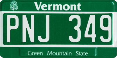 VT license plate PNJ349