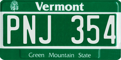 VT license plate PNJ354