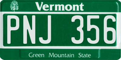 VT license plate PNJ356