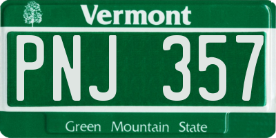 VT license plate PNJ357