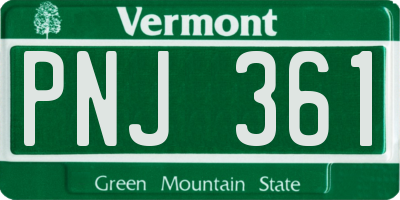 VT license plate PNJ361