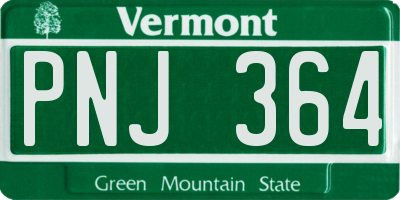 VT license plate PNJ364