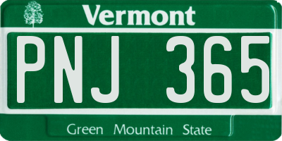 VT license plate PNJ365