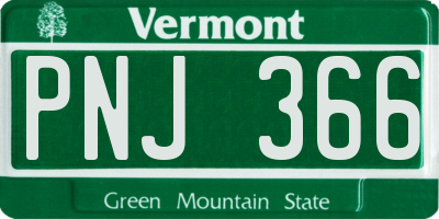 VT license plate PNJ366