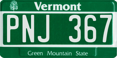 VT license plate PNJ367