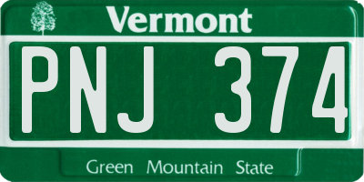 VT license plate PNJ374