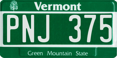 VT license plate PNJ375