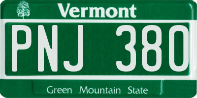 VT license plate PNJ380