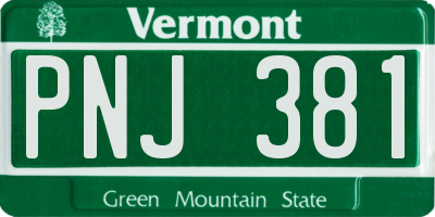 VT license plate PNJ381