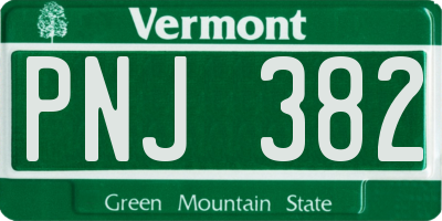 VT license plate PNJ382