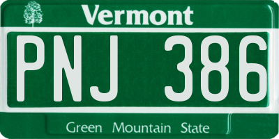 VT license plate PNJ386