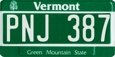 VT license plate PNJ387