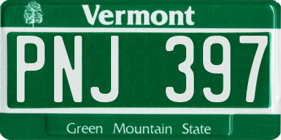 VT license plate PNJ397