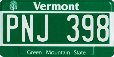 VT license plate PNJ398