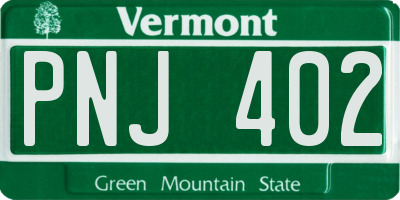 VT license plate PNJ402