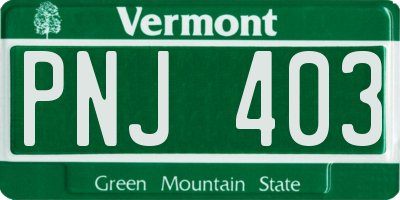 VT license plate PNJ403