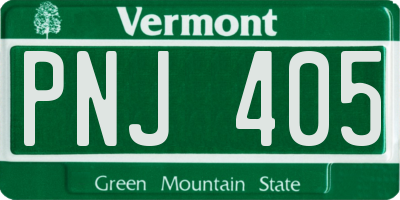 VT license plate PNJ405