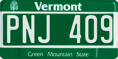 VT license plate PNJ409