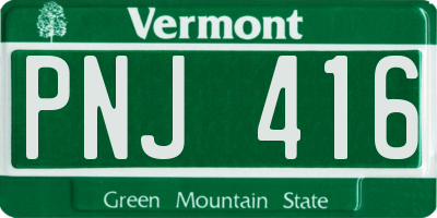 VT license plate PNJ416