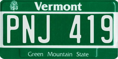 VT license plate PNJ419