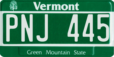 VT license plate PNJ445