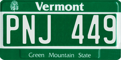 VT license plate PNJ449