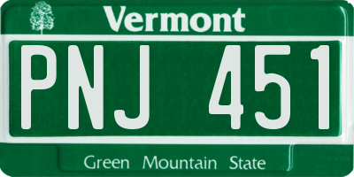 VT license plate PNJ451